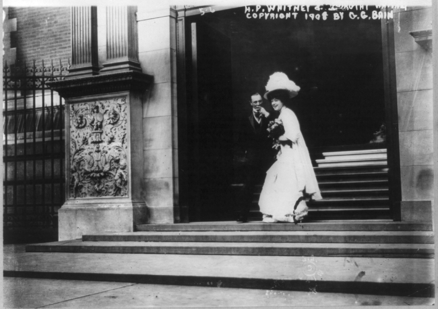Vanderbilt-Szechenyi wedding, NYC, Jan. 27, 1908: H.P. Whitney and Dorothy Whitney, c1908. — historic photograph