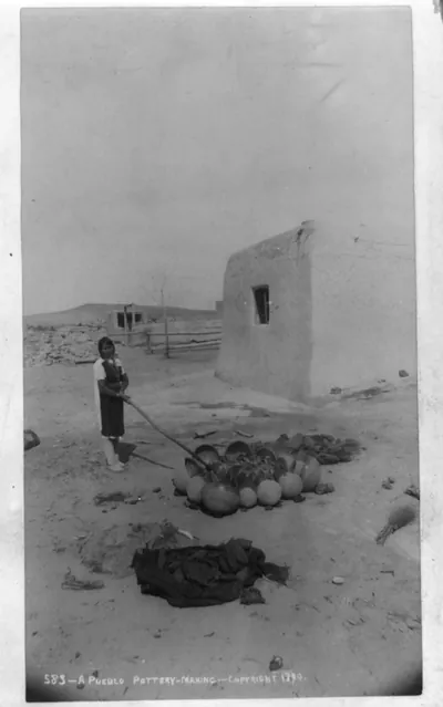 A pueblo pottery-making