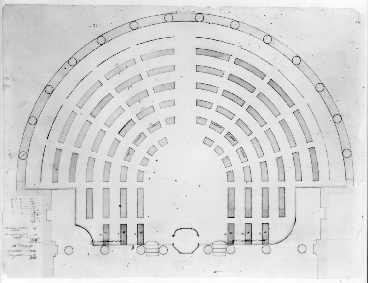 [United States Capitol, Washington, D.C. House of Representatives seating plan], [between 1819 and 1828] — historic drawing