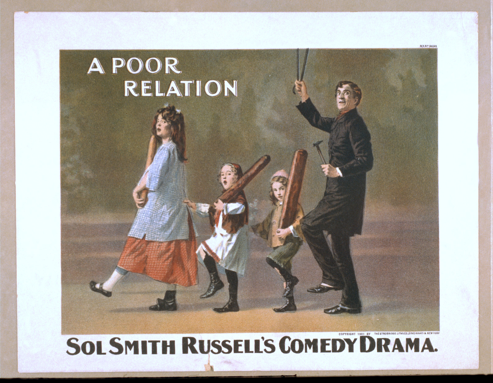 A Poor Relation, Sol Smith Russell's Comedy Drama poster — vintage poster