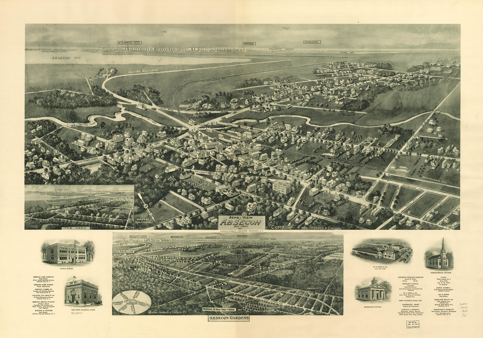 Absecon, New Jersey, 1924, 1924 — antique map