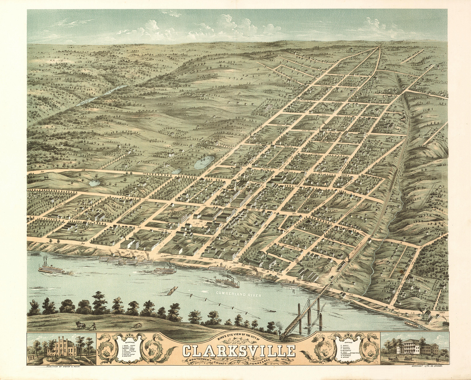 Clarksville, Tennessee, 1870, 1870 — antique map