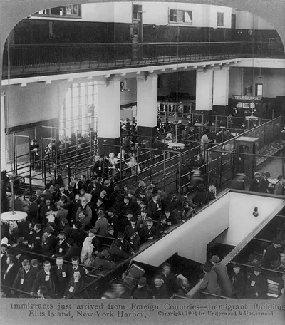 Immigrants just arrived from Foreign Countries--Immigrant Building, Ellis Island, New York Harbor