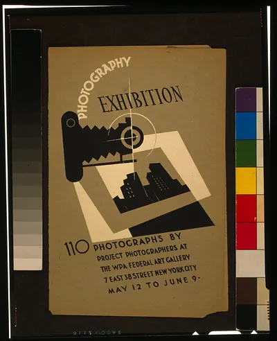Photography exhibition 110 photographs by project photographers at the WPA Federal Art Gallery 7 East 38 Street New York City, May 12 to June 9.