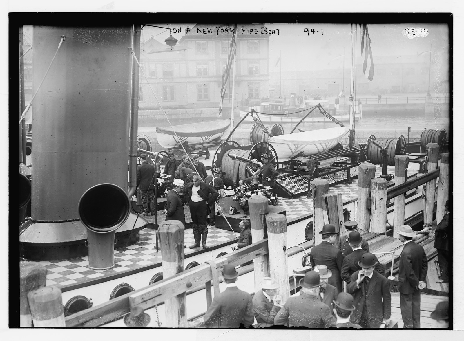 Reviewing group on New York fire boat, New York, n/a — historic photograph