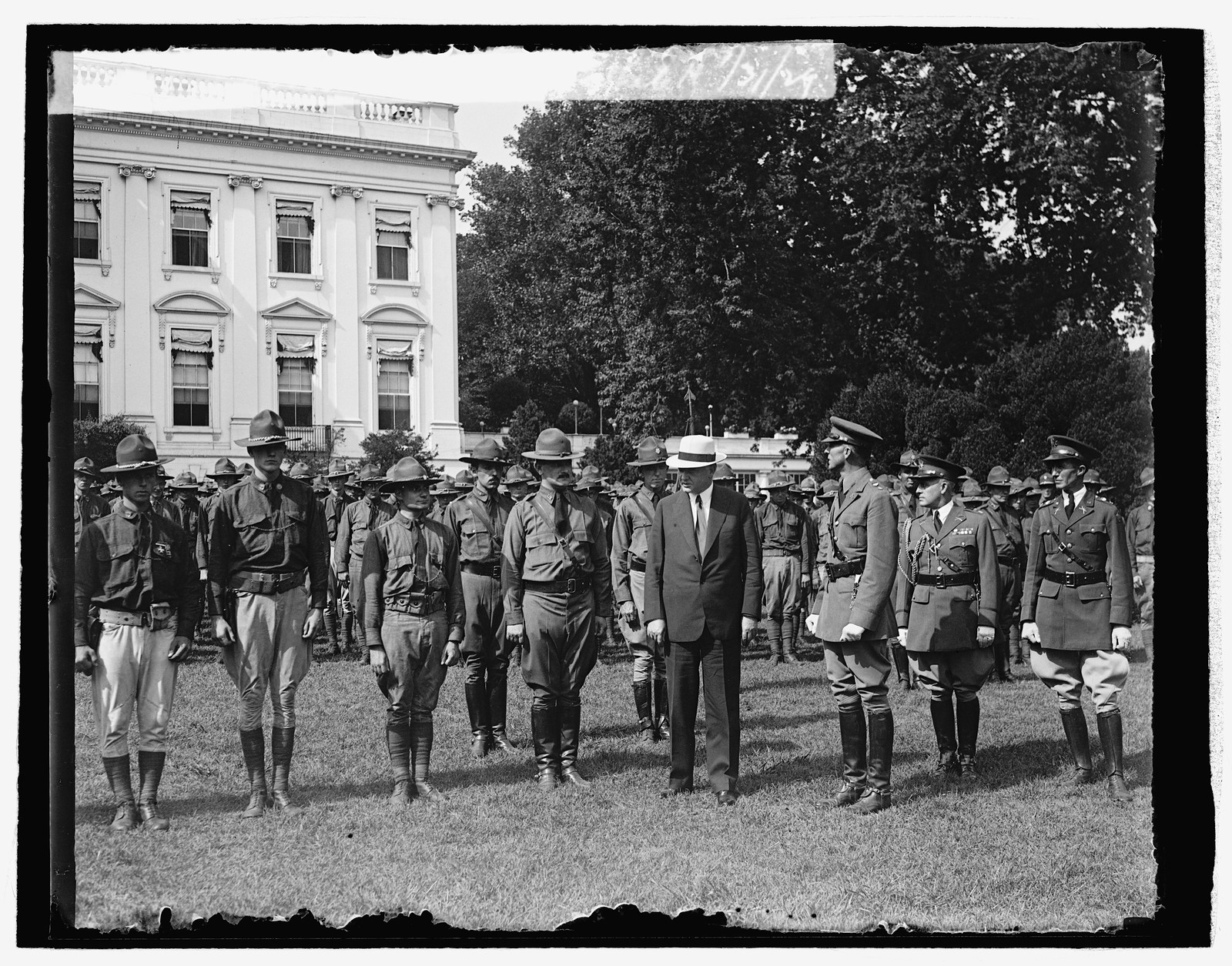 Hoover & R.O.T.C. at White H., 7/31/29, [19]29 July 31. — historic photograph
