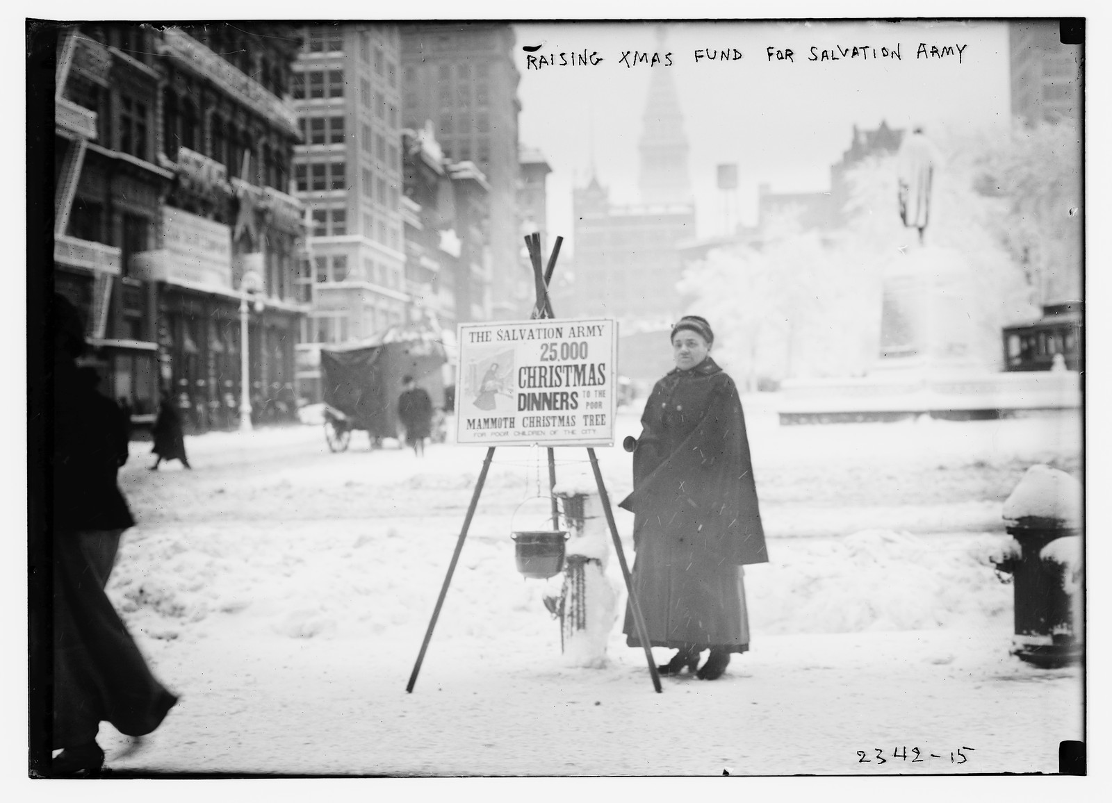 Raising Xmas fund for Salvation Army, n/a — historic photograph