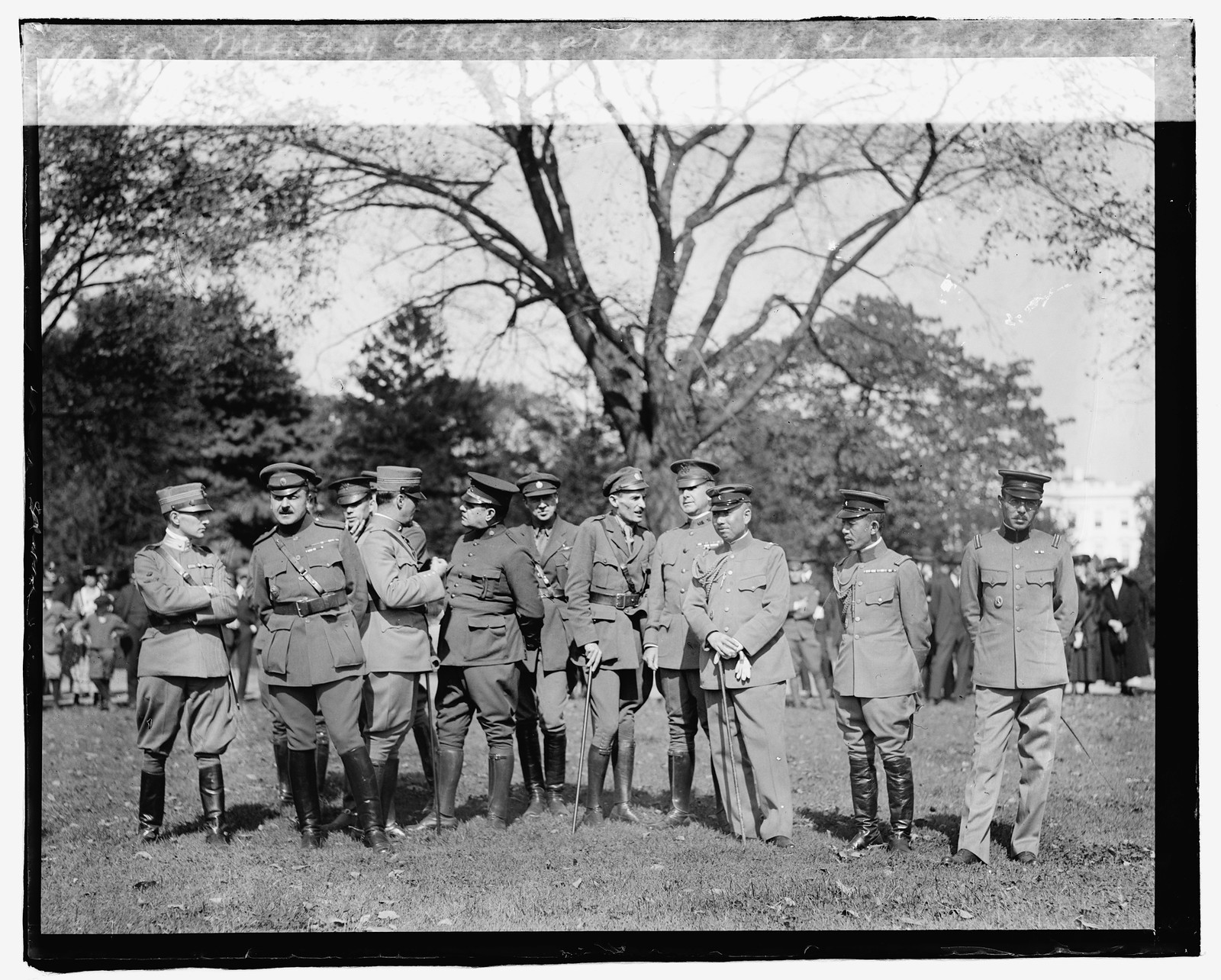 Military attaches at review of all American Detachment, [between 1918 and 1920] — historic photograph