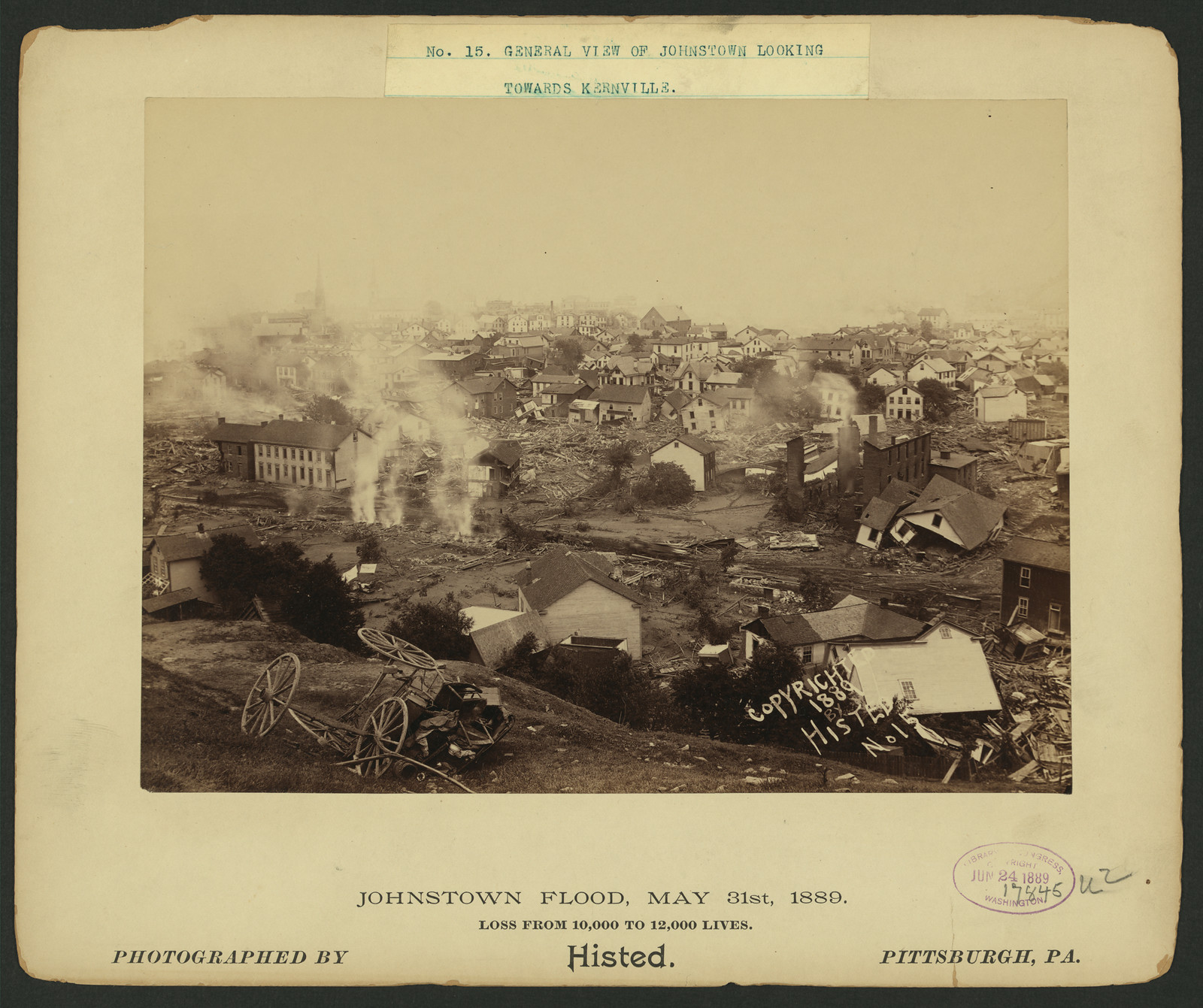 General view of Johnstown looking towards Kernville, Johnstown Flood, May 31st, 1889, 1889 — historic image