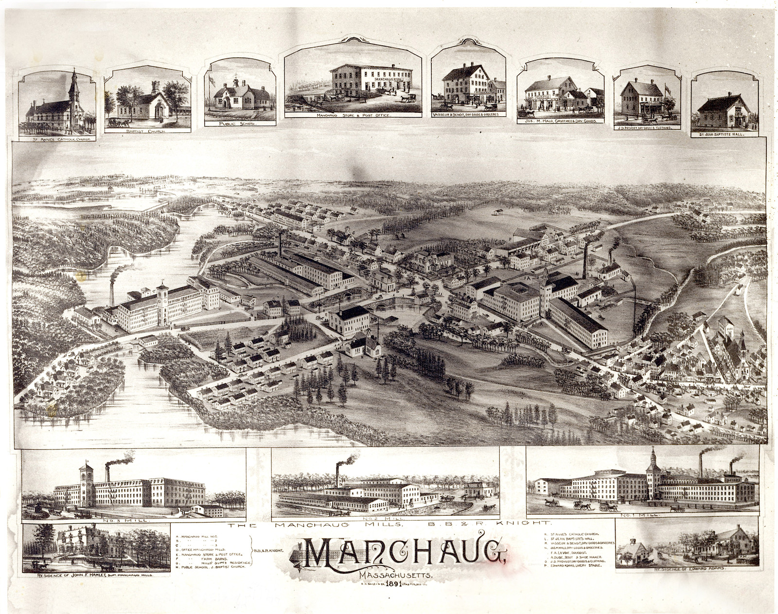 Manchaug, Massachusetts, 1890, 1890 — antique map