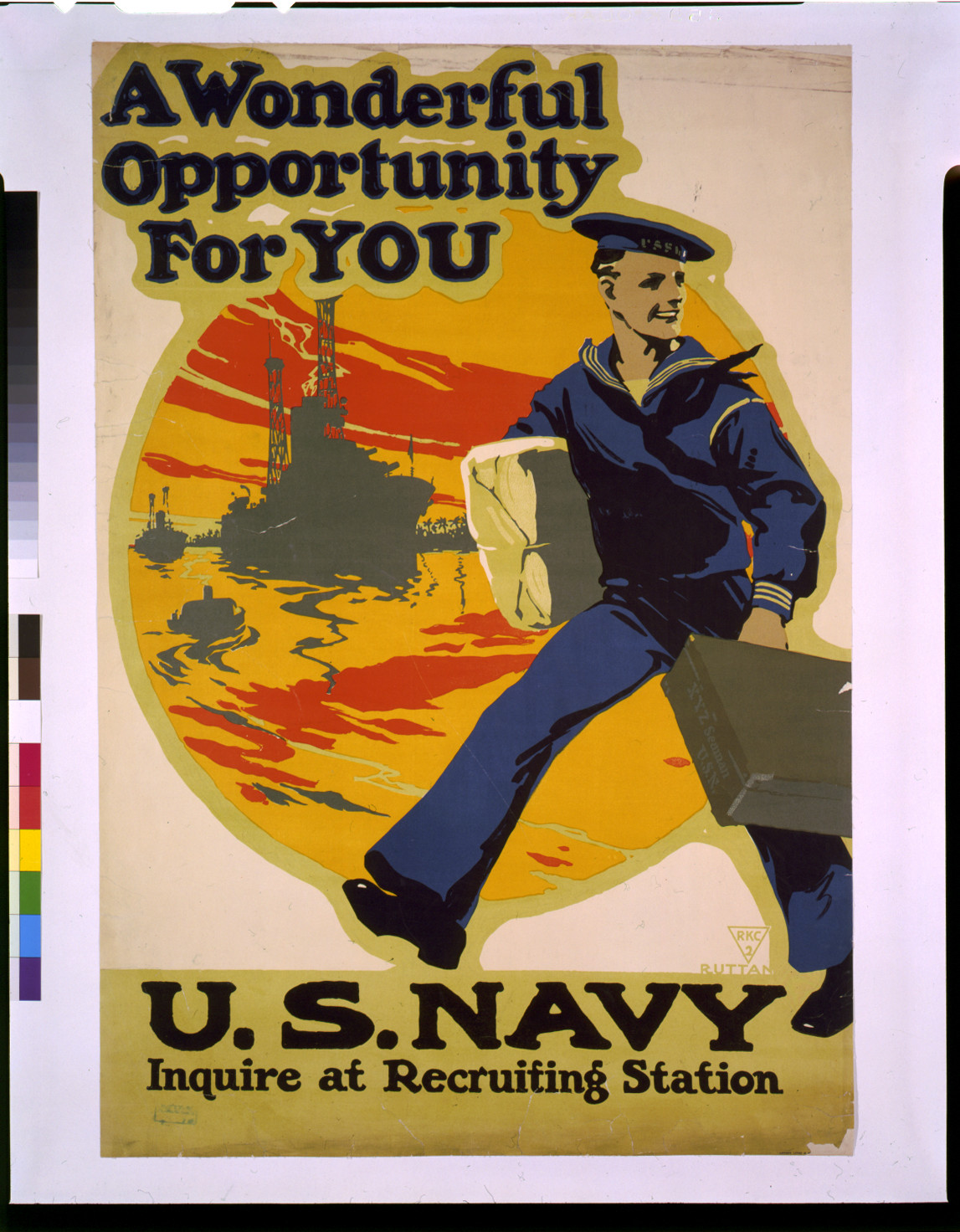 A Wonderful Opportunity For YOU, U.S. Navy recruiting poster, 1917 — vintage poster