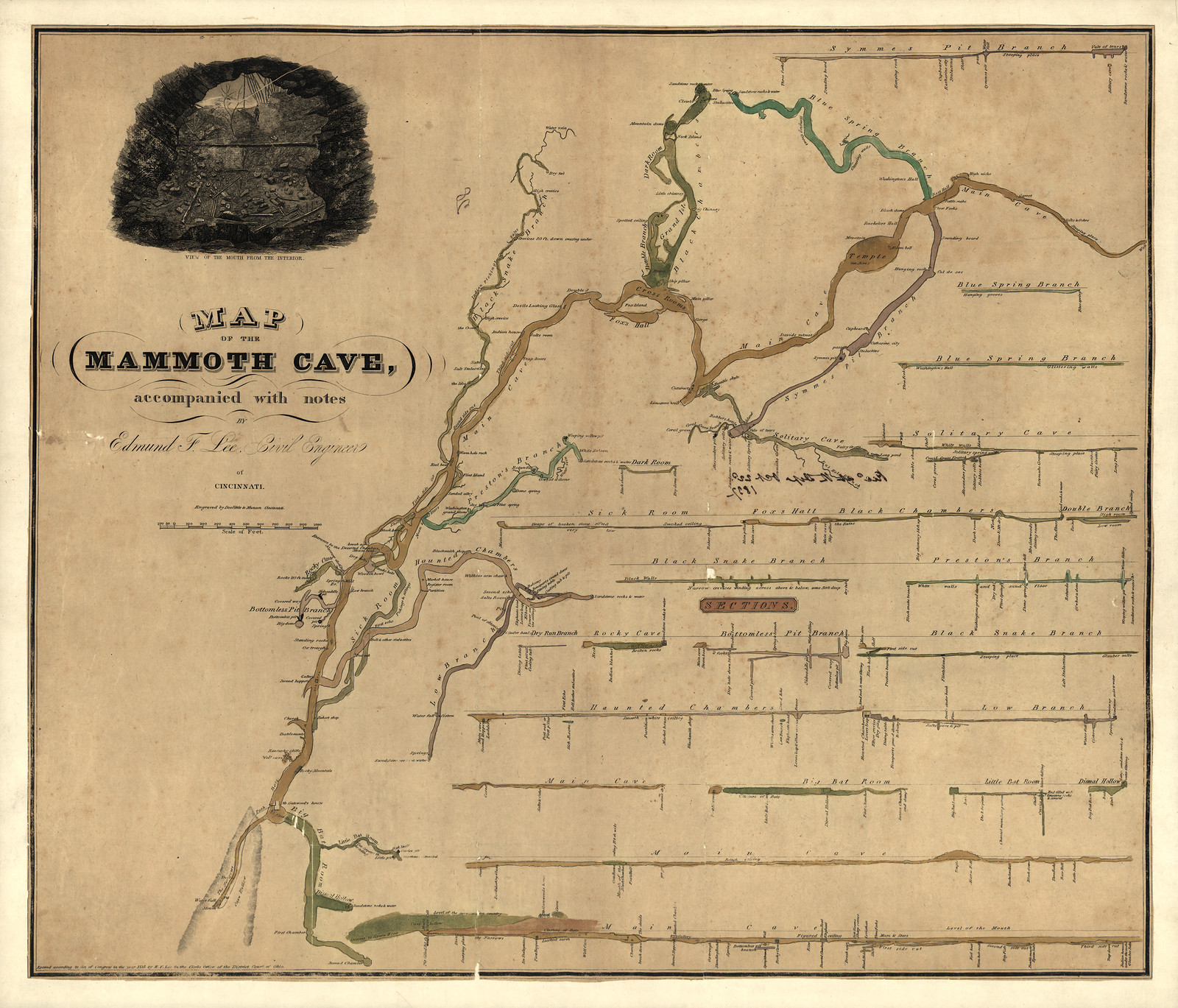 Map of the Mammoth Cave — antique map
