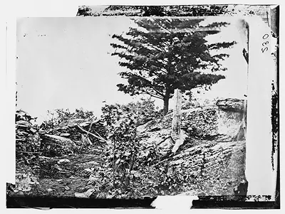 Gettysburg Pennsylvania. Line of breastworks on Round Top
