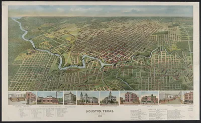 Houston, Texas, Birdseye View, 1891