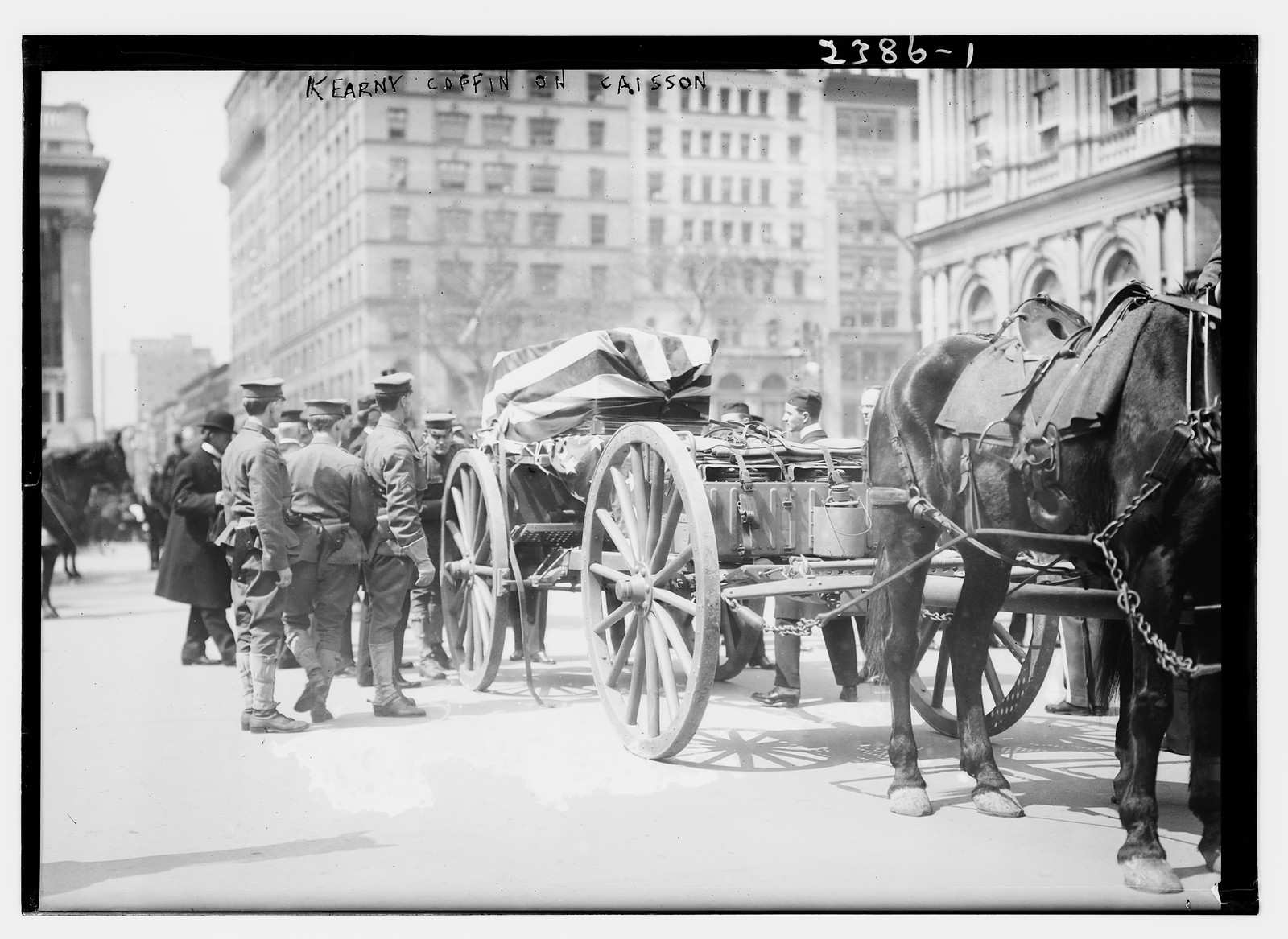 Kearny coffin on caisson, n/a — historic photograph