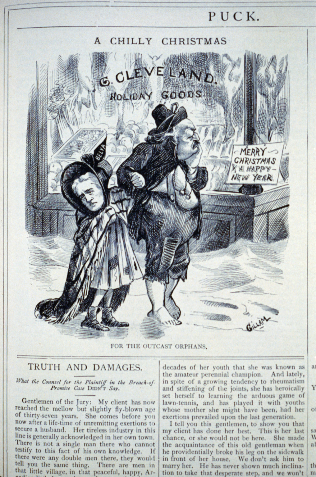A chilly Christmas for the outcast orphans, 1884 — antique engraving