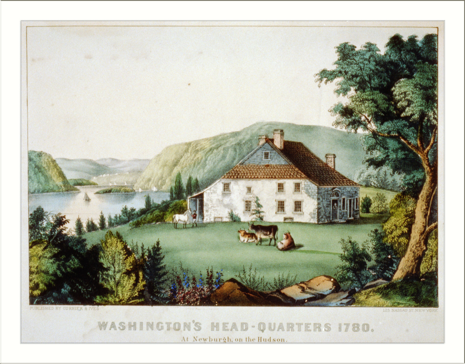 Washington's head-quarters 1780: at Newburgh, on the Hudson, New York : Published by N. Currier, [between 1856 and 1907] — antique lithograph