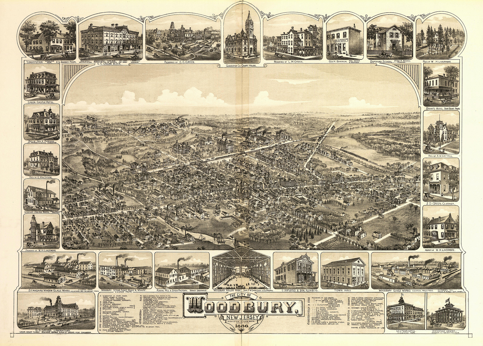 Woodbury, New Jersey, 1886, 1886 — antique map
