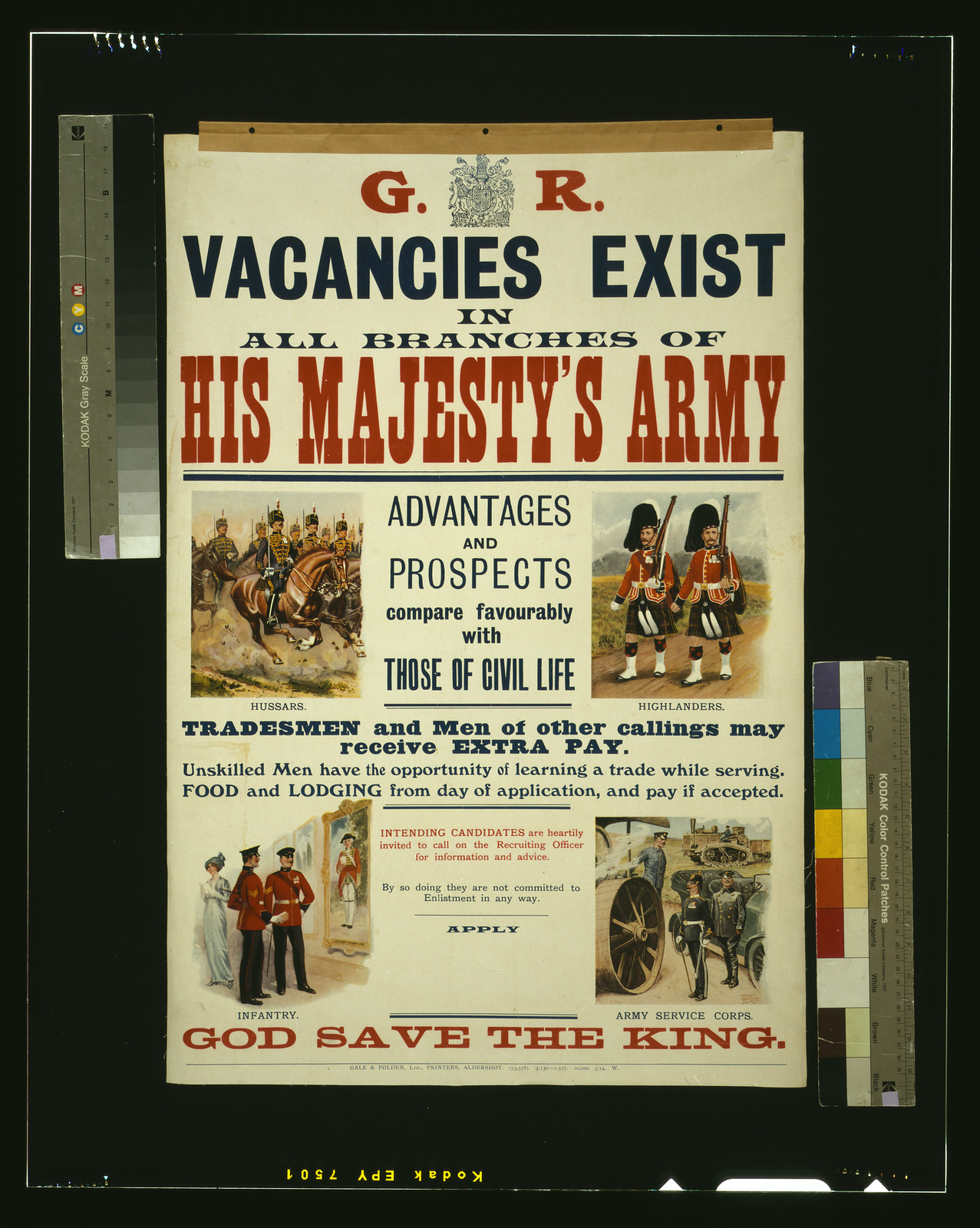 His Majesty's Army ... vacancies exist, [S.l. : s.n., between 1914 and 1918] (Aldershot : Gale & Polden, Ltd.) — vintage poster
