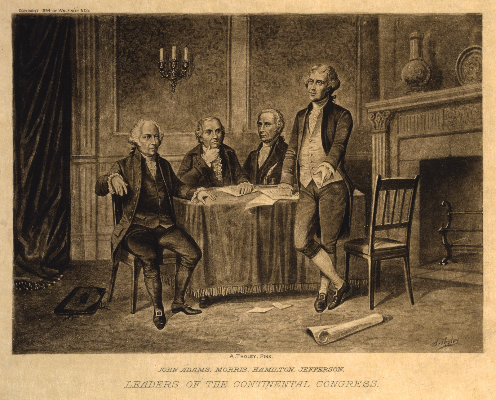 Leaders of the Continental Congress--John Adams, Morris, Hamilton, Jefferson, c. 1894 — historic image