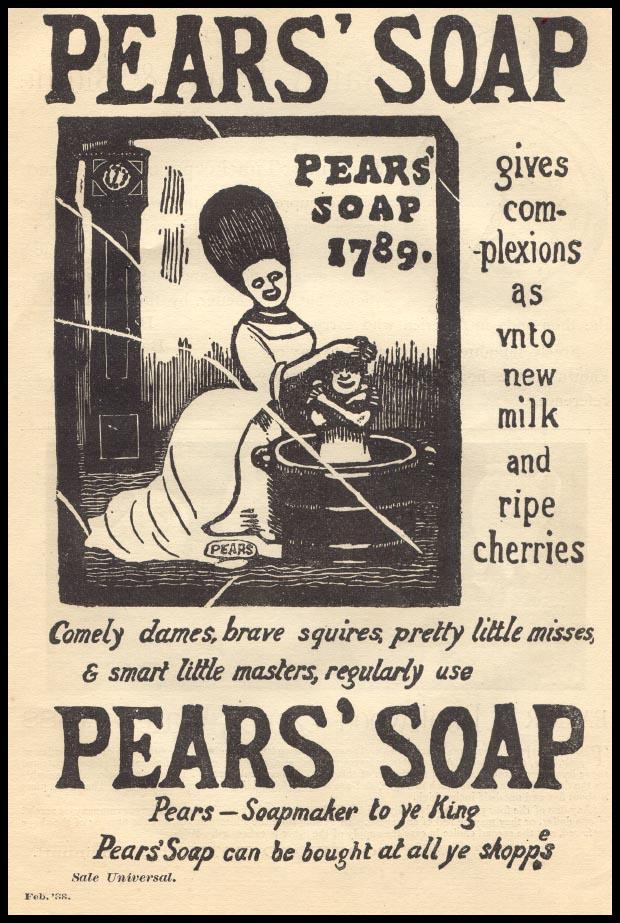 Pears' Soap advertisement: complexions as new milk and ripe cherries — historic image