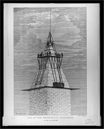 Top of the Washington Monument. Setting the capstone / Alex. Millar, del.