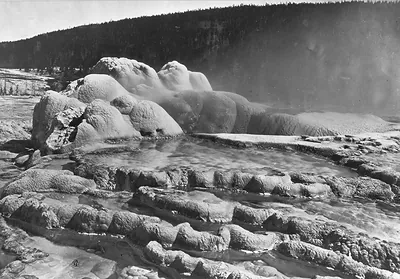 Sinter mound and terraced hot pools, Yellowstone geyser basin