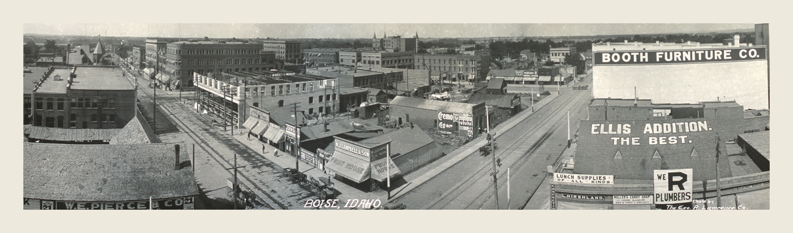 Panoramic street view of Boise, Idaho, c.1909, 1909 — historic image