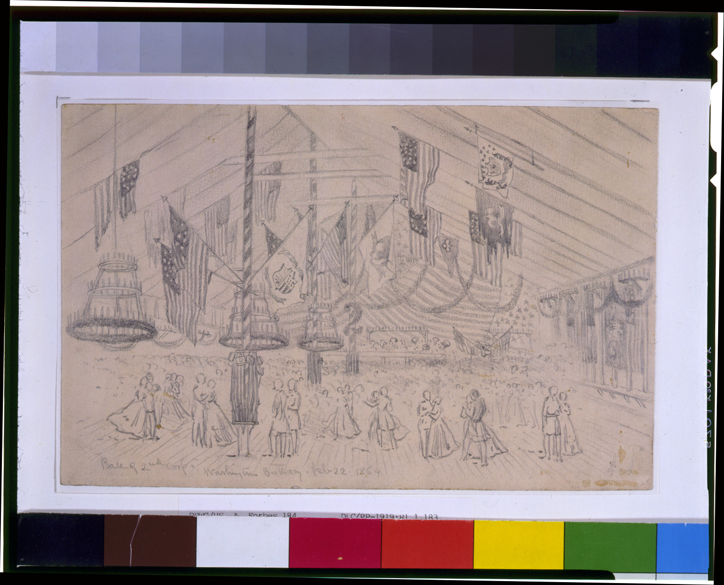 Ball of 2nd Corps--Washington's birthday, 1864 Feb. 22. — historic drawing
