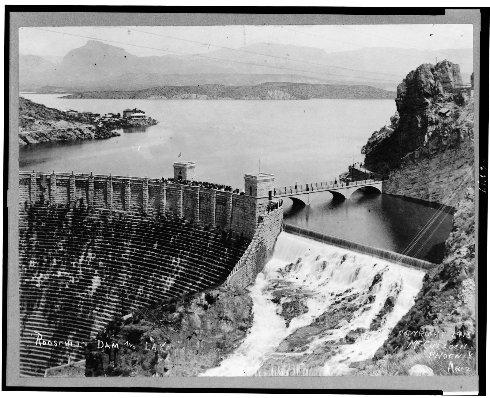 Roosevelt Dam and lake, c1915. — historic photograph