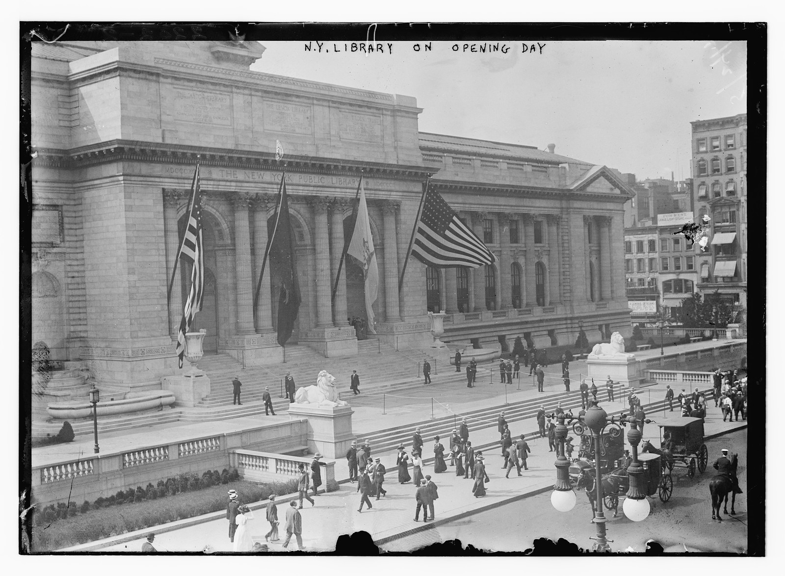 N.Y. Library on Opening Day — historic image