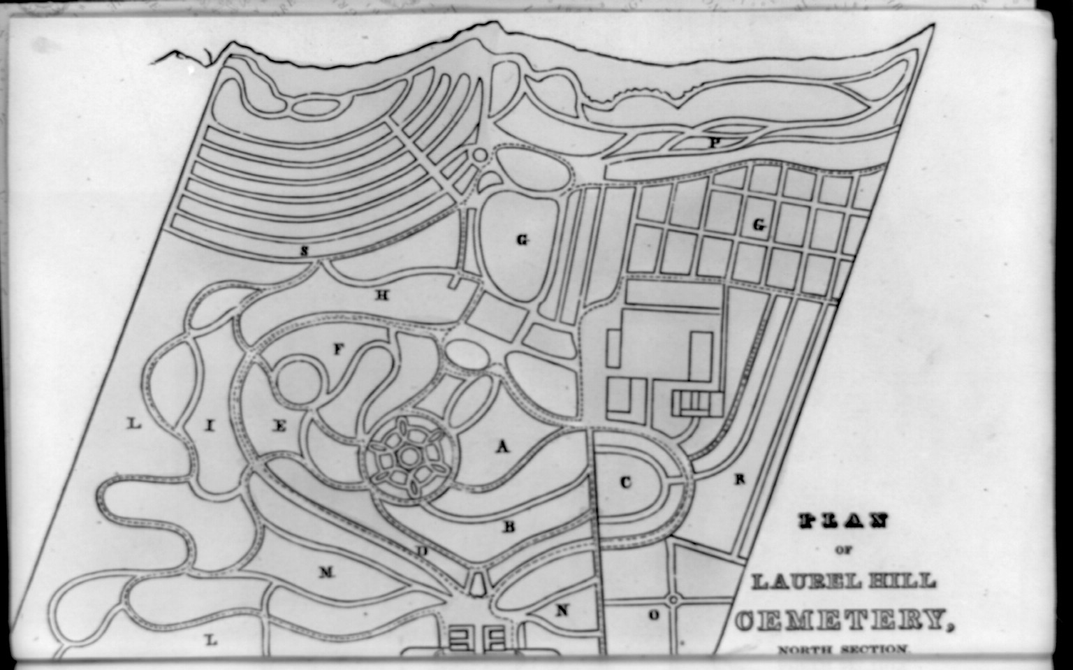 Plan of Laurel Hill Cemetery, north section [Philadelphia, Pa.], 1852 — antique engraving