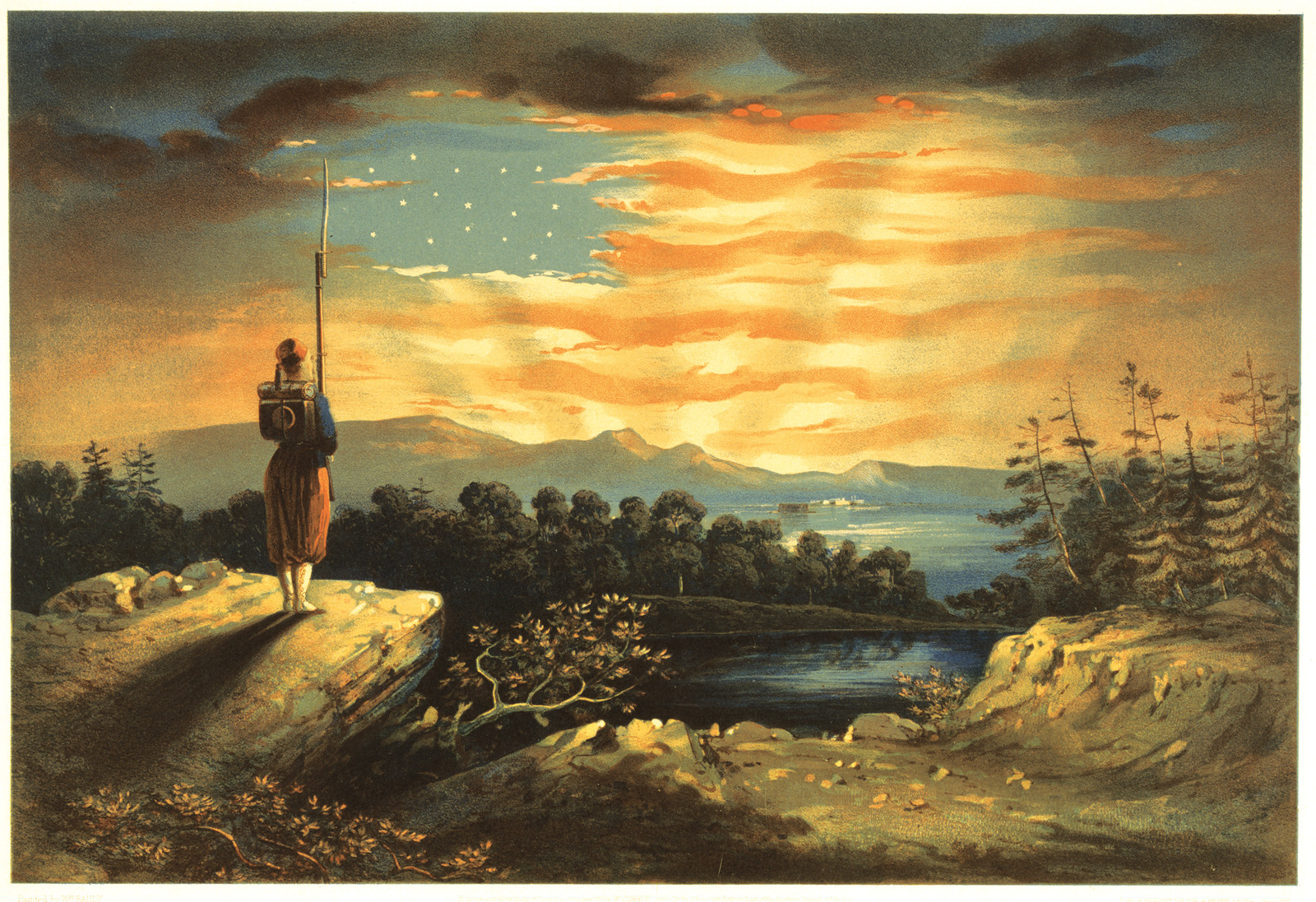 Our Heaven Born Banner, c. 1861 — antique lithograph