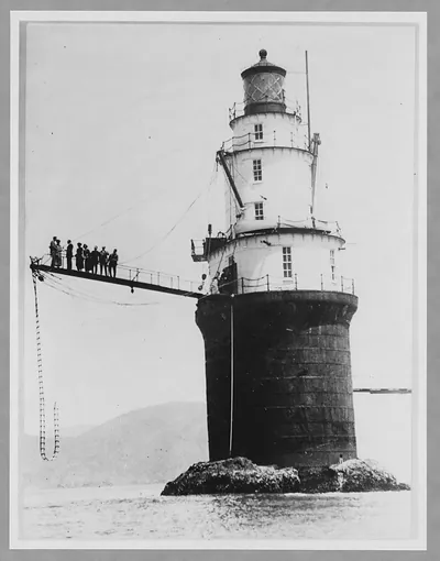 Mile Rock Light House just off San Francisco, California, after the wedding of Mr. and Mrs. Ole Olson, two vaudeville performers