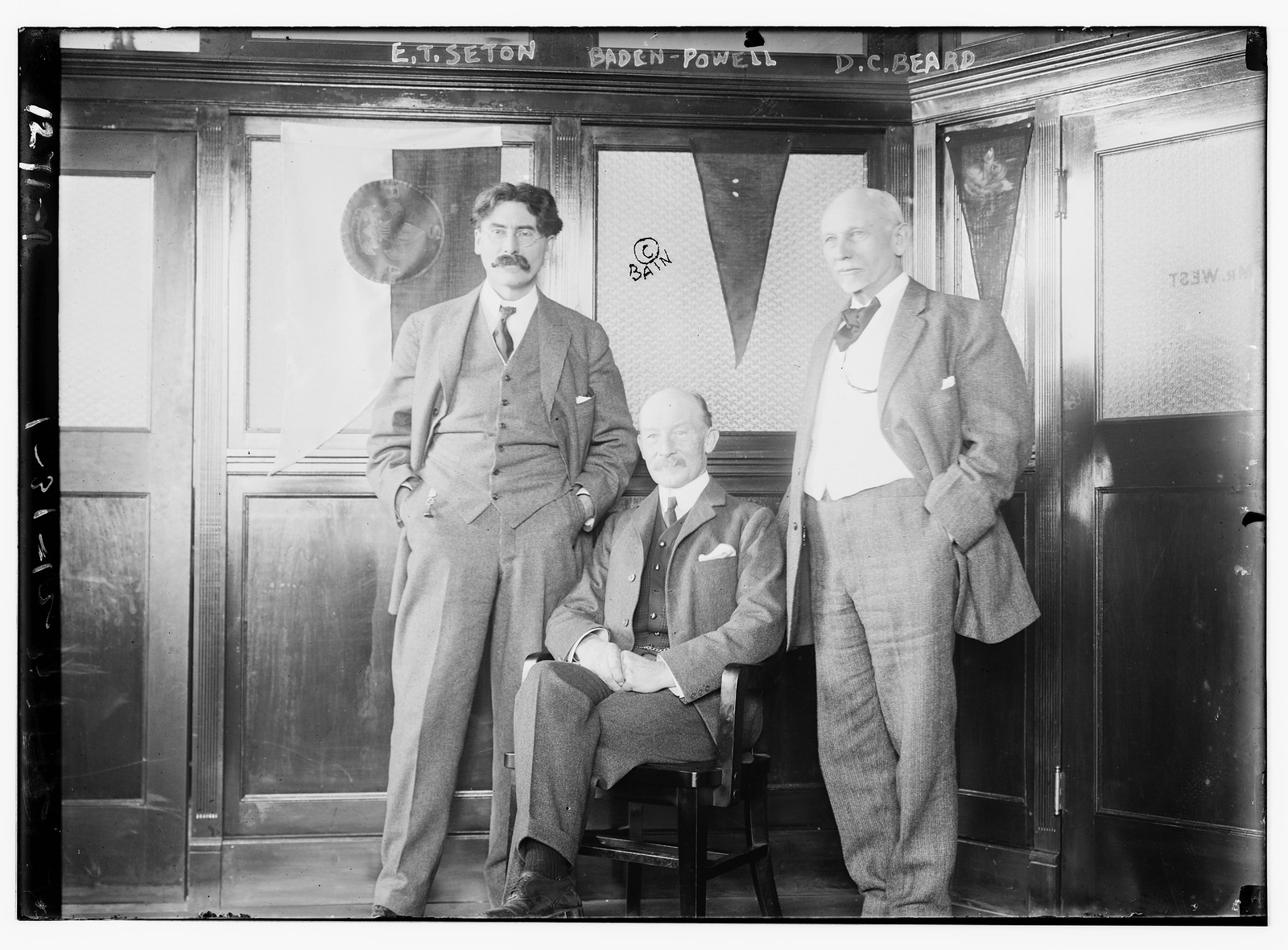 E.T. Seton, Baden-Powell, and D.C. Beard, n/a — historic photograph