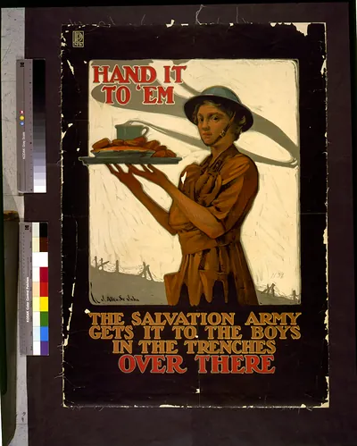 Hand it to em--The Salvation Army gets it to the boys in the trenches over there / J. Allen St. John.