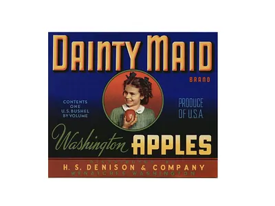 Dainty Maid Brand Washington Apples crate label