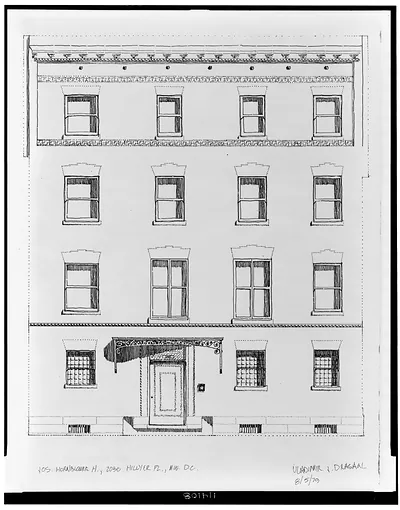 [Row house, 2030 Hillyer Place, N.W., Washington, D.C. Front elevation]