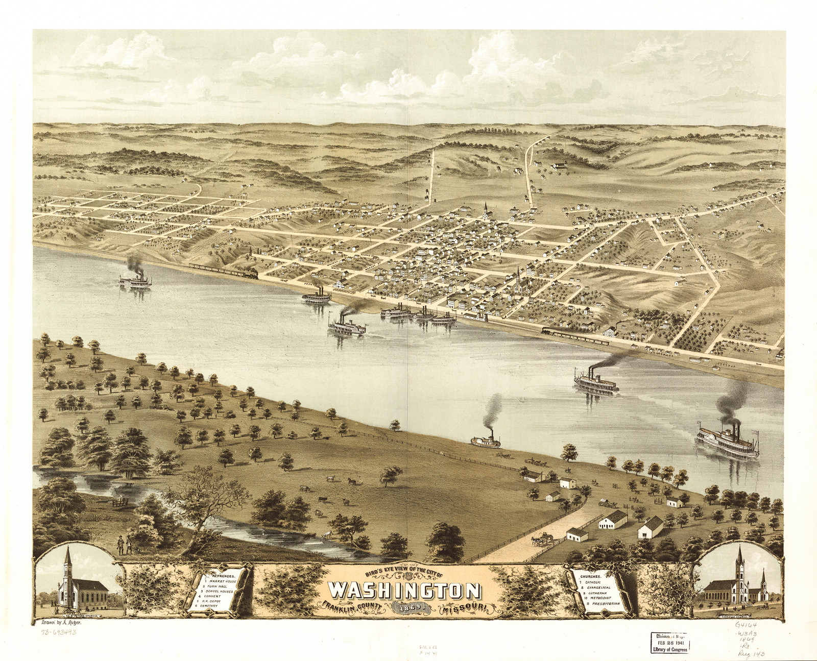 Washington, Missouri, 1869, 1869 — antique map