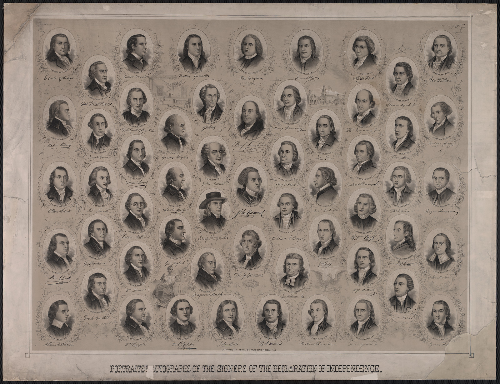 Portraits & Autographs of the Signers of the Declaration of Independence — historic image