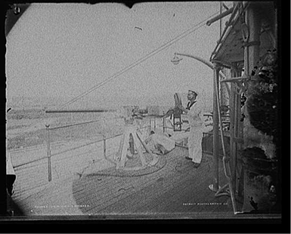 U.S.S. Iowa, 6 pounder, [ca. 1898] — historic photograph