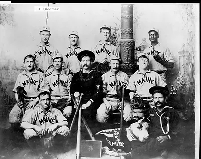 The Maine base ball club"--All blown up at Havana except no. 1 J.H. Bloomer"