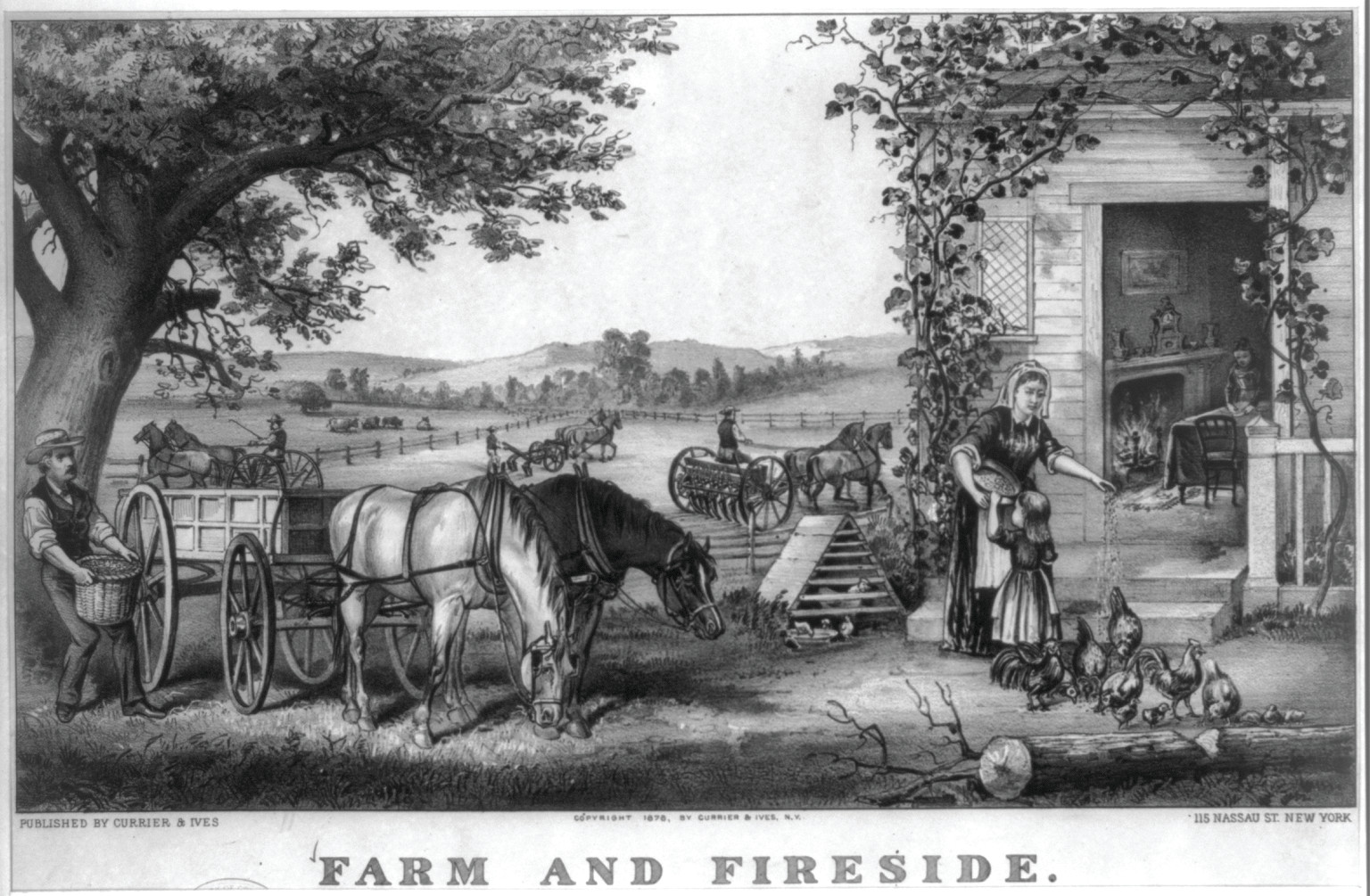 Farm and fireside, New York : Published by Currier & Ives, c1878. — antique lithograph