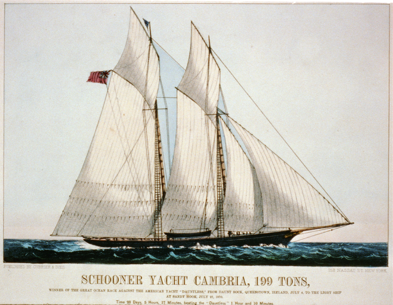 Schooner yacht Cambria, 199 tons, New York : Published by Currier & Ives, [between 1856 and 1907] — antique lithograph