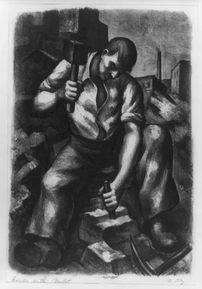 Worker with mallet