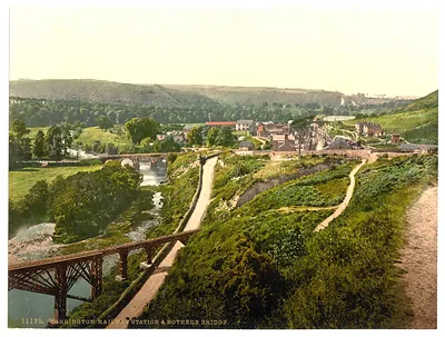 Railway station and Rothern Bridge Torrington England