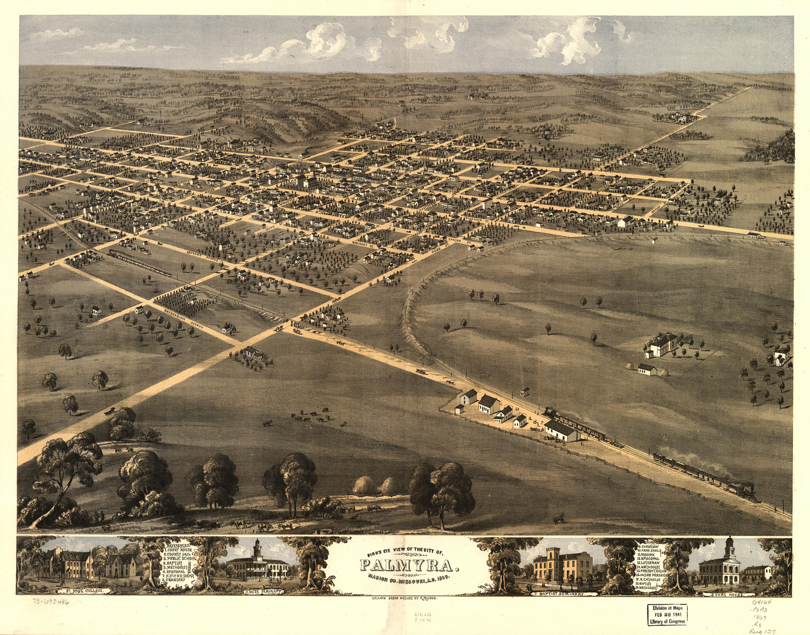 Palmyra, Missouri, 1869, 1869 — antique map