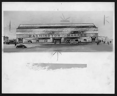 Architectural drawing of the new Washington Market building