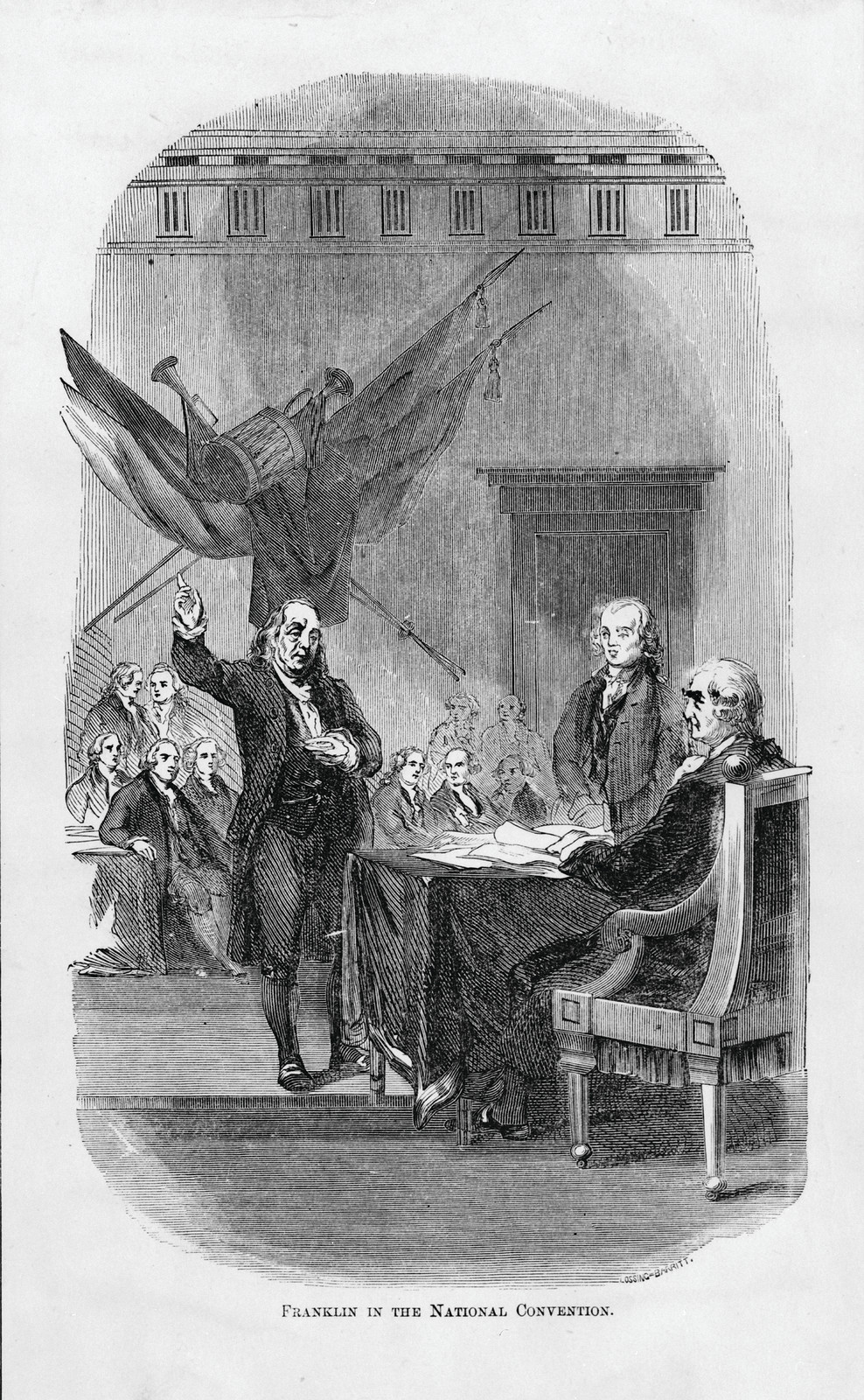 Franklin in the National Convention / Lossing-Barritt., [between 1840 and 1890] — antique engraving