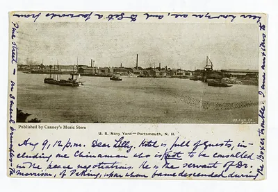 U.S. Navy Yard, Portsmouth, N.H. harbor postcard view